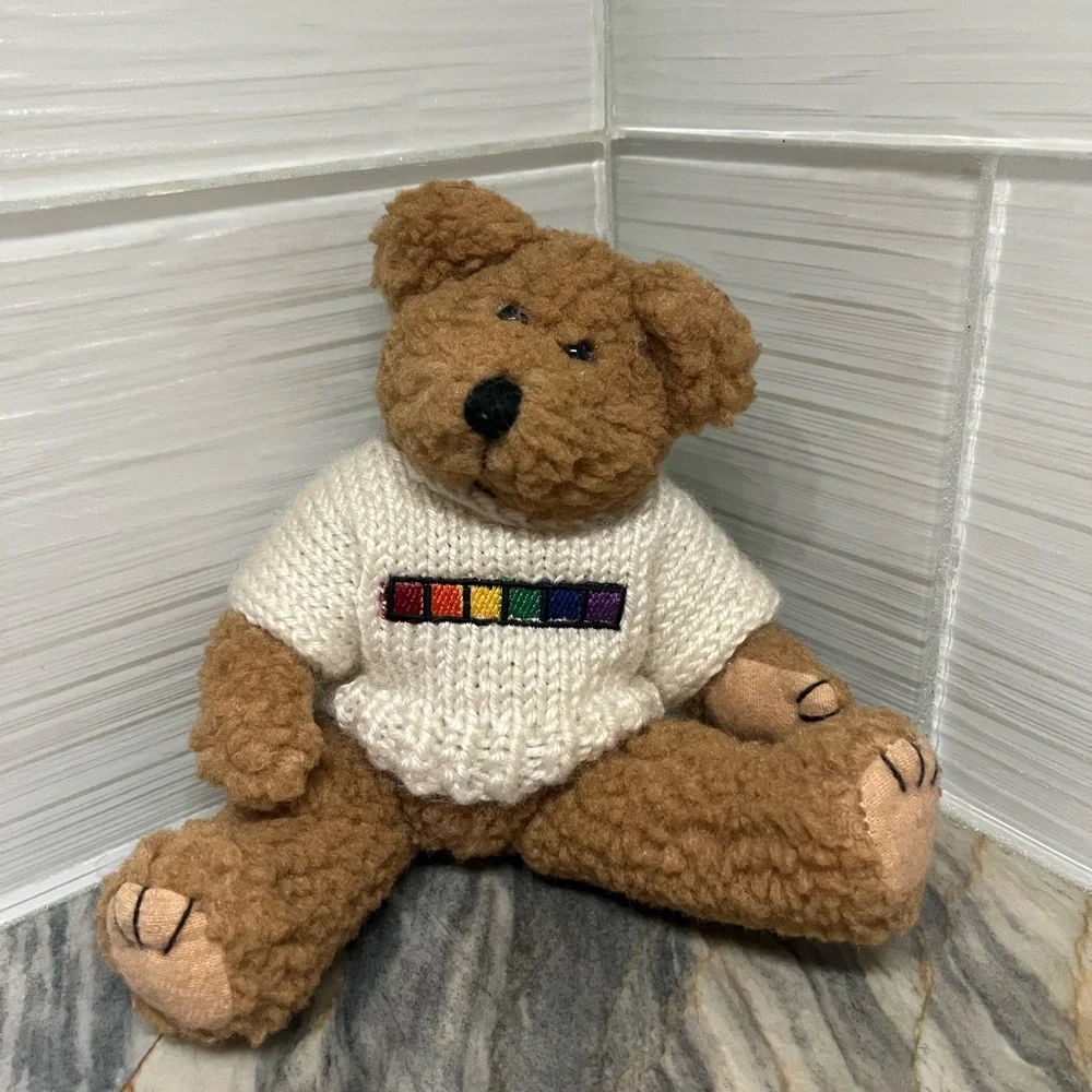 Berkeley Teddy Bear in sweater with rainbow squares